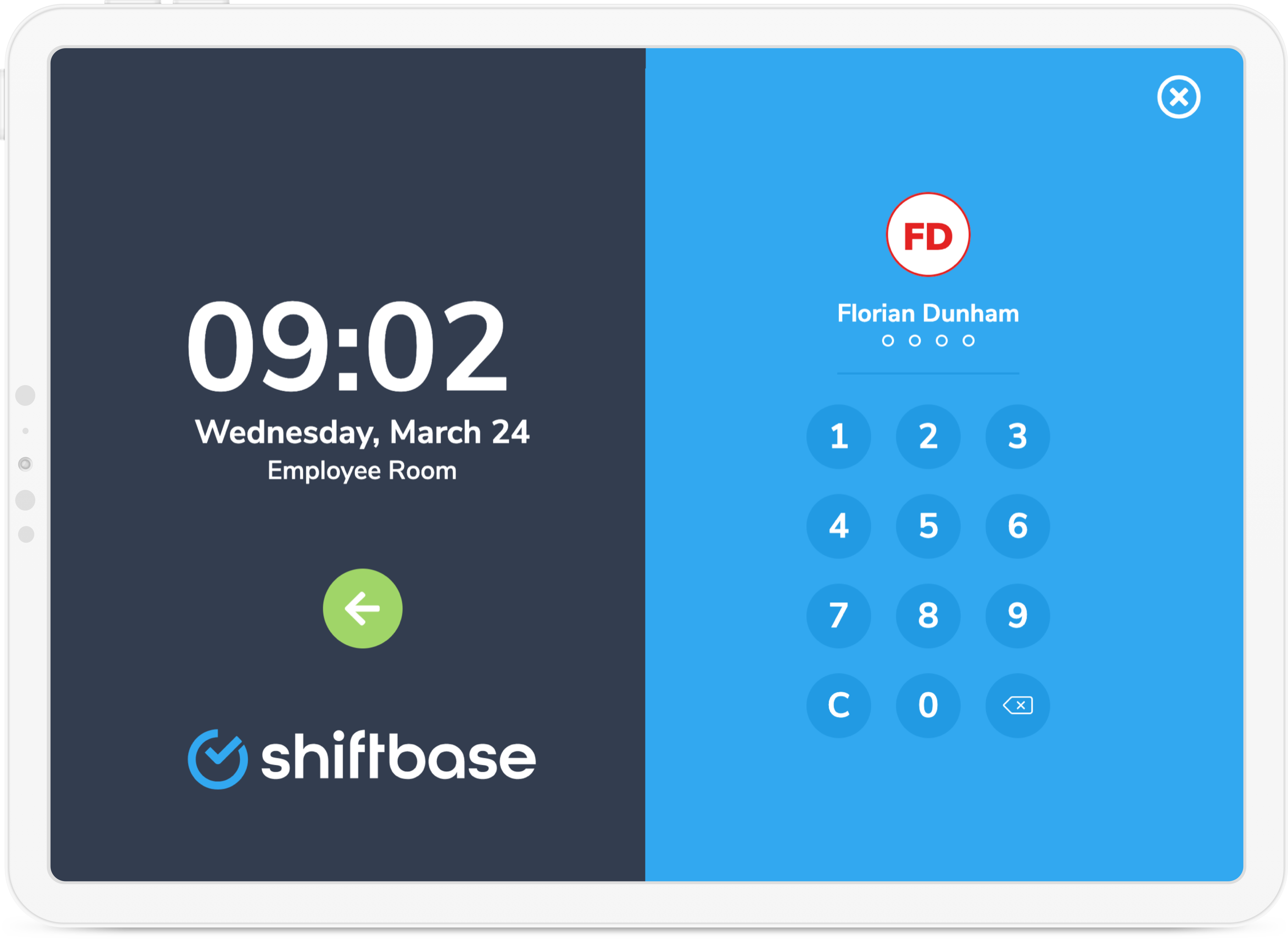 Clocking working hours with a kiosk